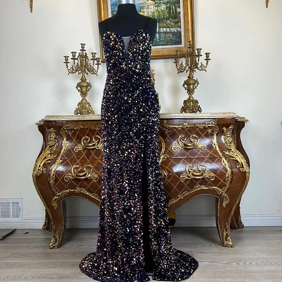 Women,formal all over sequins Glimmering sparkling special Occasion prom dress - Picture 4 of 5